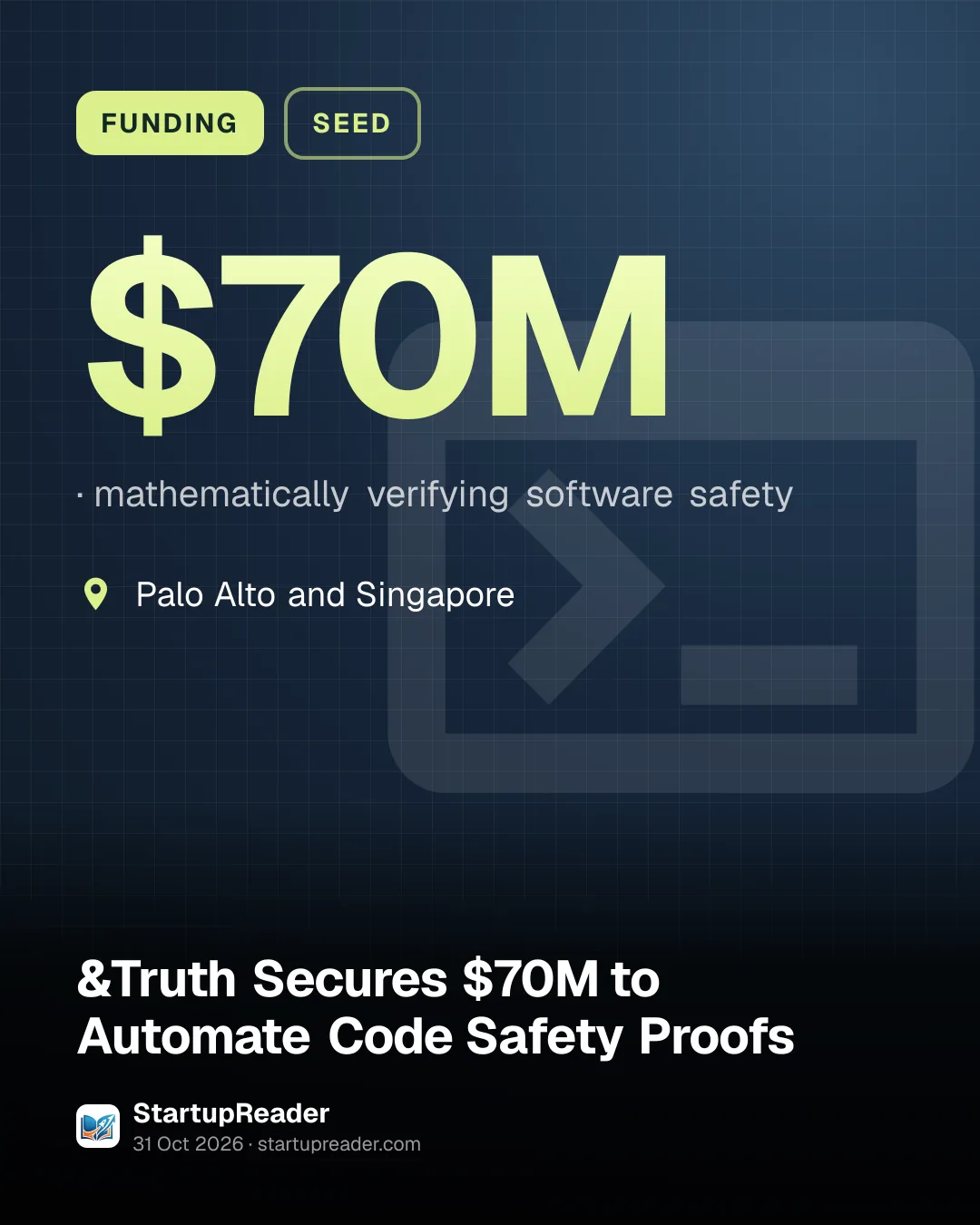 FUNDING. $70M, mathematically verifying software safety. Palo Alto and Singapore.