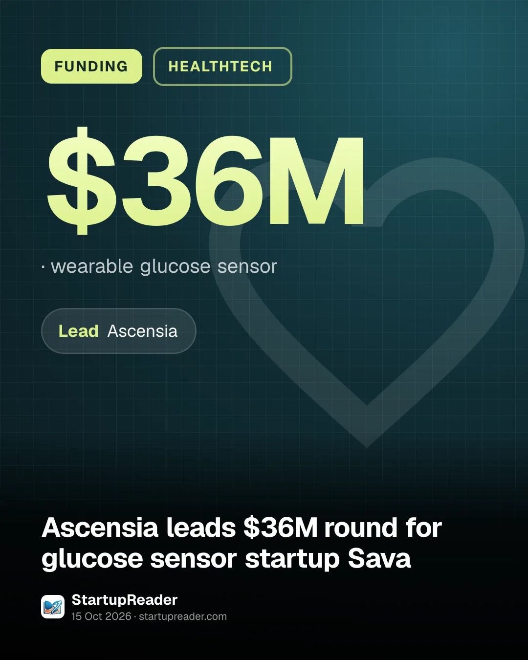 FUNDING. $36M, wearable glucose sensor. led by Ascensia.