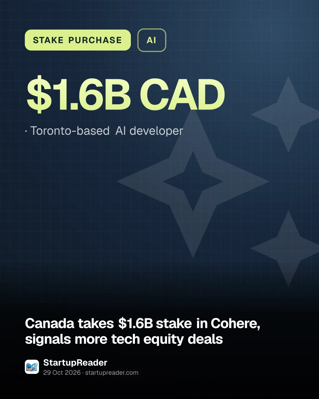 STAKE PURCHASE. $1.6B CAD, Toronto-based AI developer.