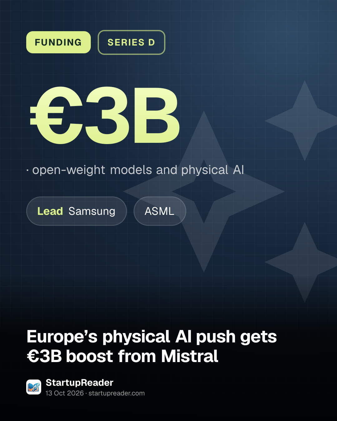 FUNDING. €3B, open-weight models and physical AI. led by Samsung, ASML.