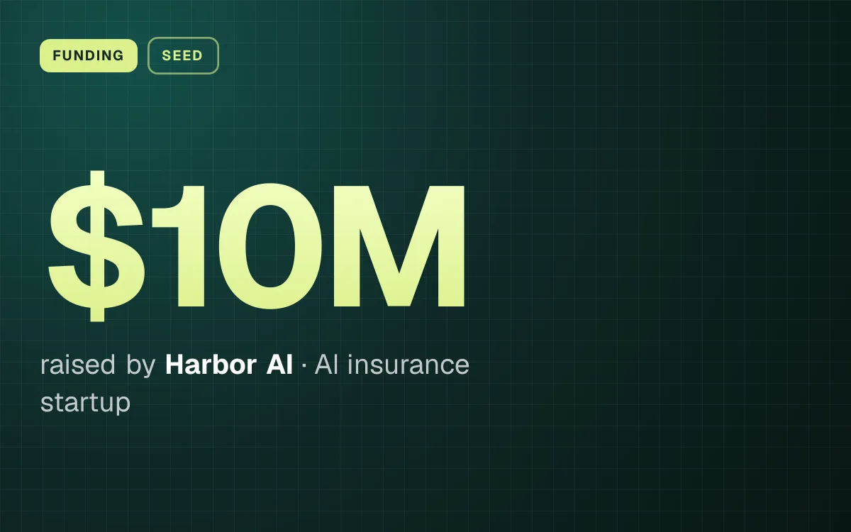 FUNDING. $10M raised by Harbor AI, AI insurance startup.