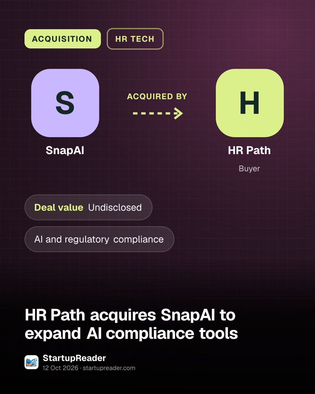 ACQUISITION. SnapAI acquired by HR Path. Undisclosed Deal value.