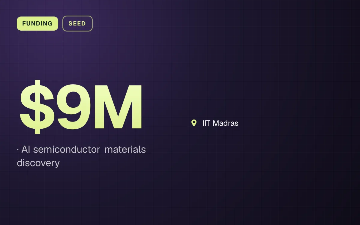 FUNDING. $9M, AI semiconductor materials discovery. IIT Madras.