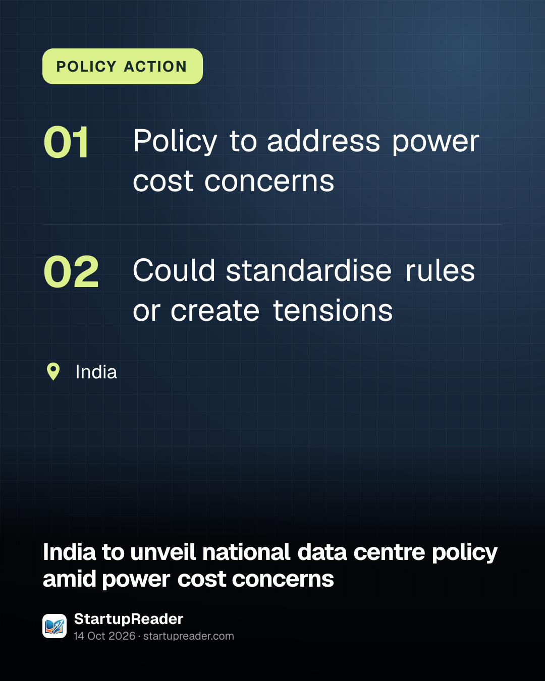 POLICY ACTION. Policy to address power cost concerns; Could standardise rules or create tensions. India.