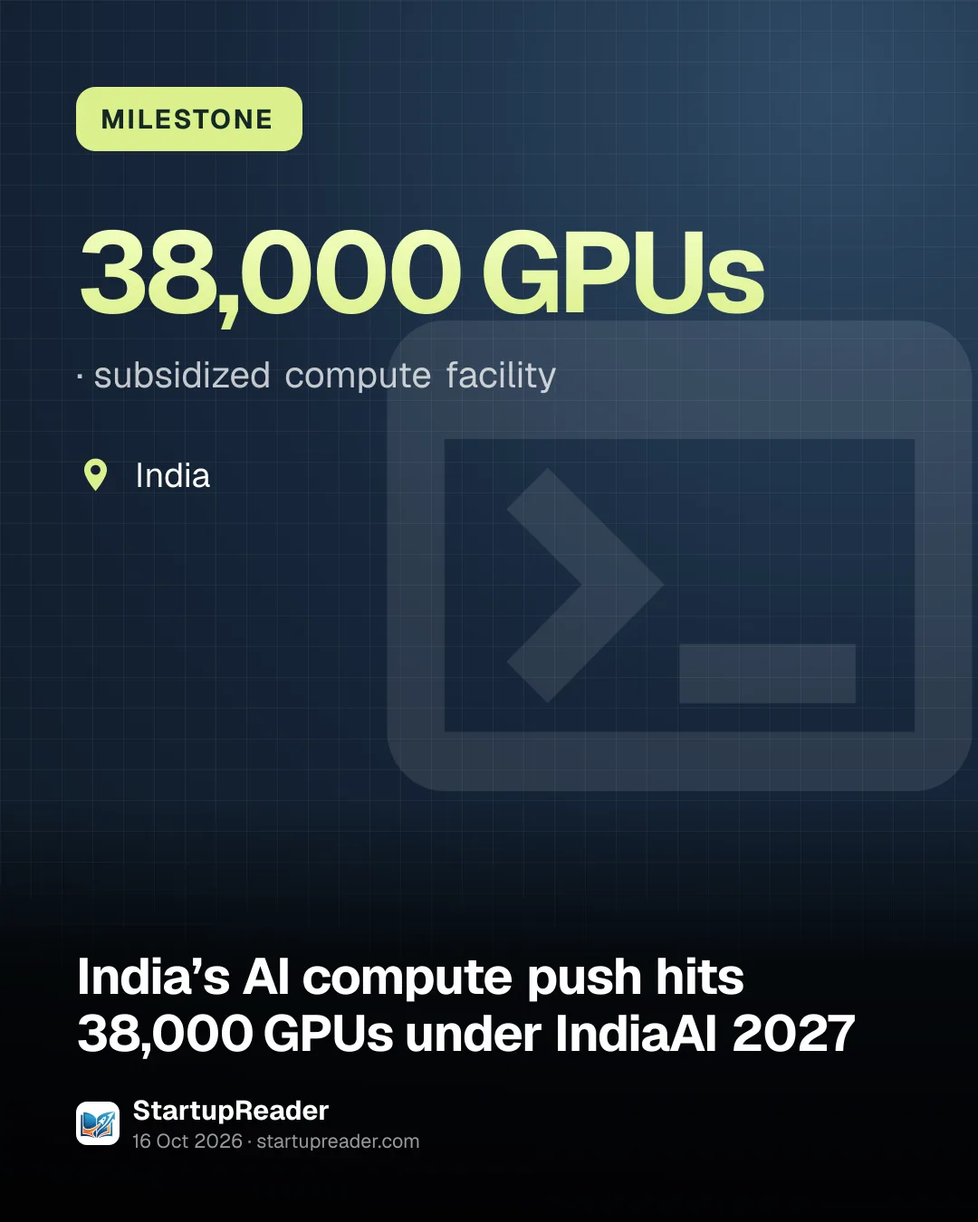 MILESTONE. 38,000 GPUs, subsidized compute facility. India.
