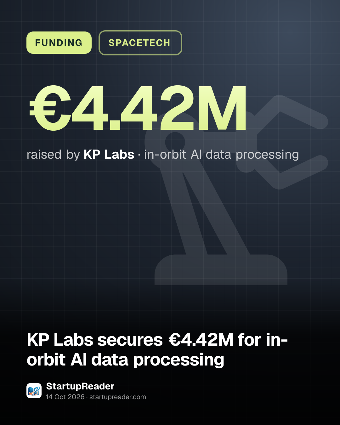 FUNDING. €4.42M raised by KP Labs, in-orbit AI data processing.