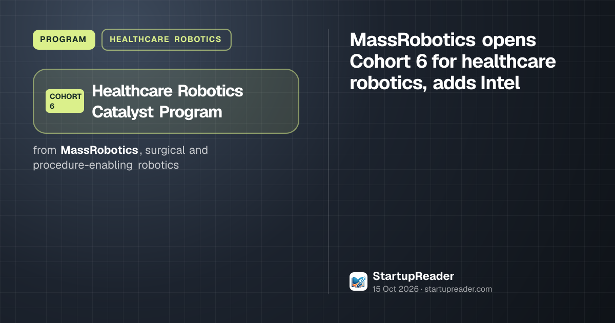 MassRobotics opens Cohort 6 for healthcare robotics, adds Intel ...