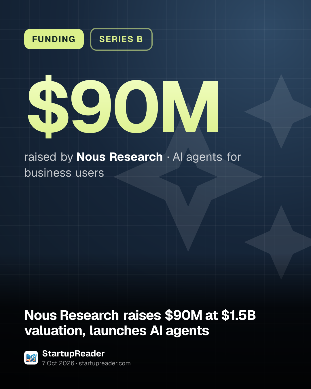 FUNDING. $90M raised by Nous Research, AI agents for business users.