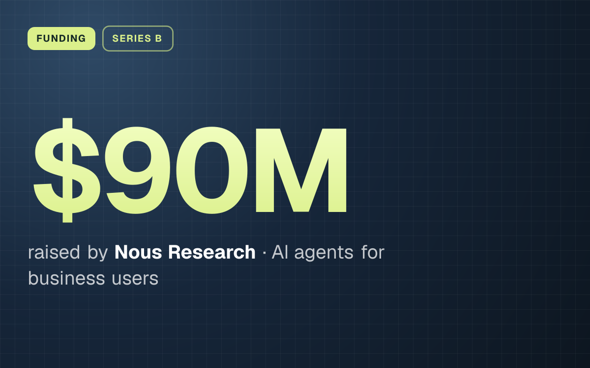 FUNDING. $90M raised by Nous Research, AI agents for business users.