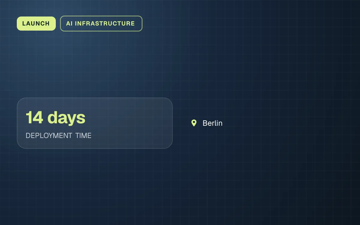 LAUNCH. 14 days DEPLOYMENT TIME. Berlin.