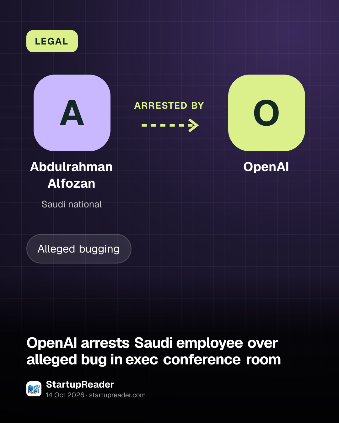 LEGAL. Abdulrahman Alfozan arrested by OpenAI.