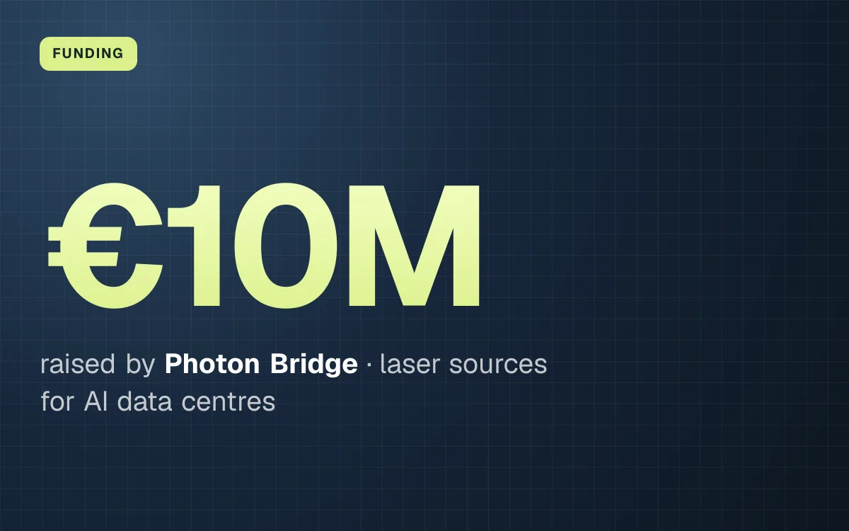 FUNDING. €10M raised by Photon Bridge, laser sources for AI data centres.