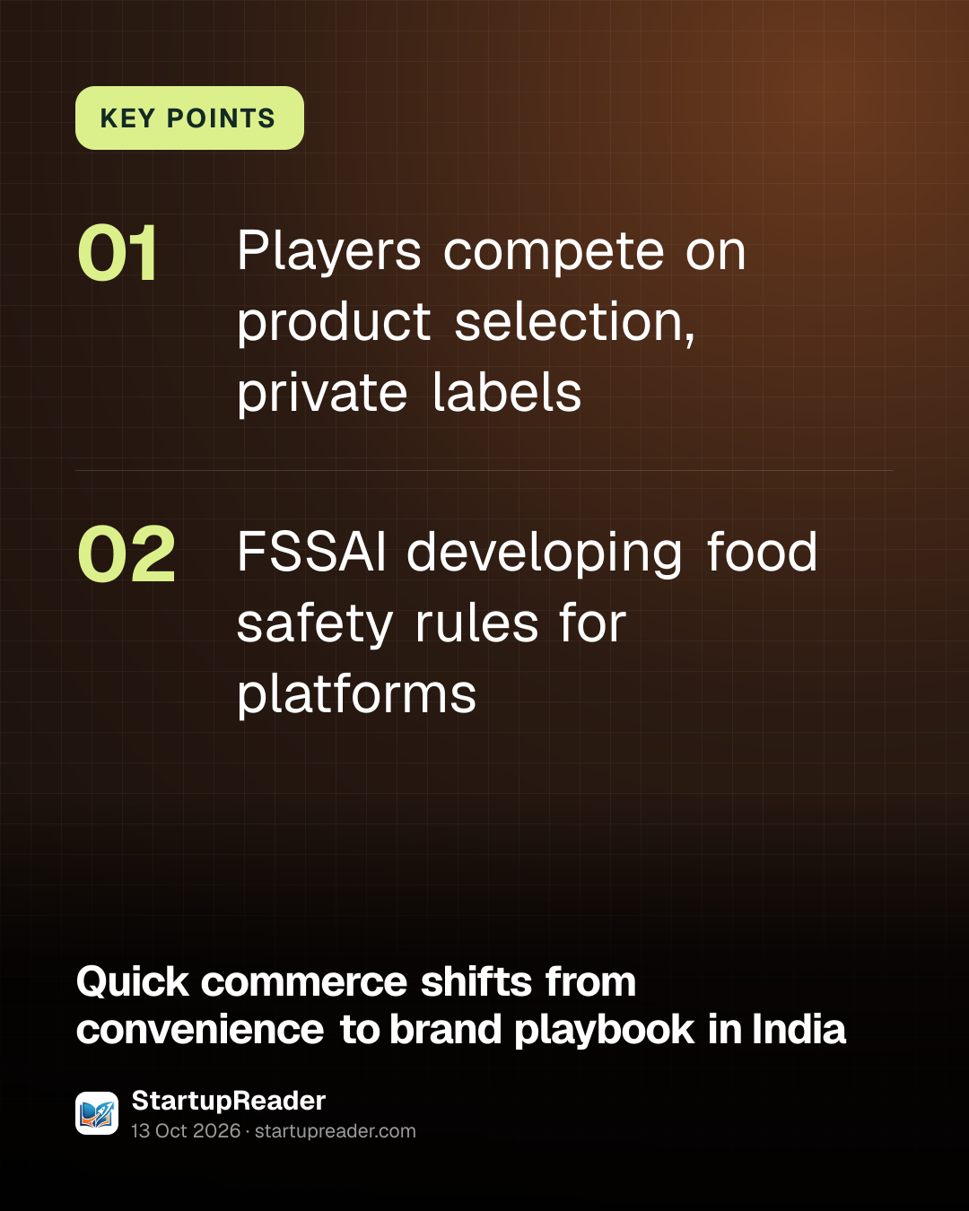 KEY POINTS. Players compete on product selection, private labels; FSSAI developing food safety rules for platforms.