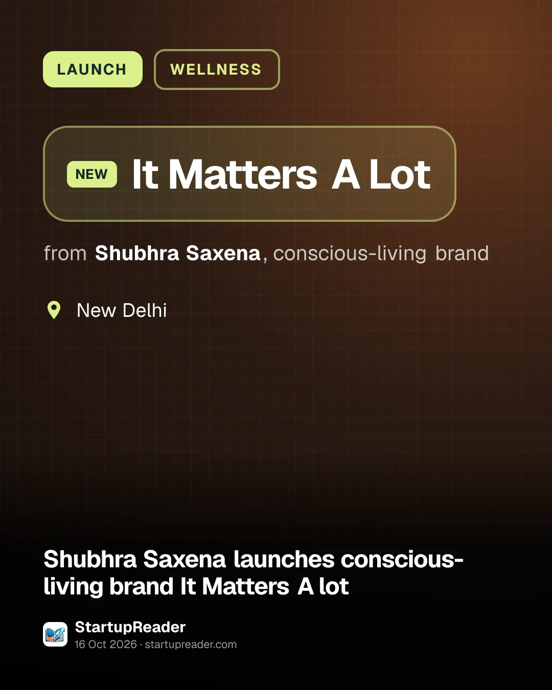 LAUNCH. It Matters A Lot from Shubhra Saxena, conscious-living brand. New Delhi.