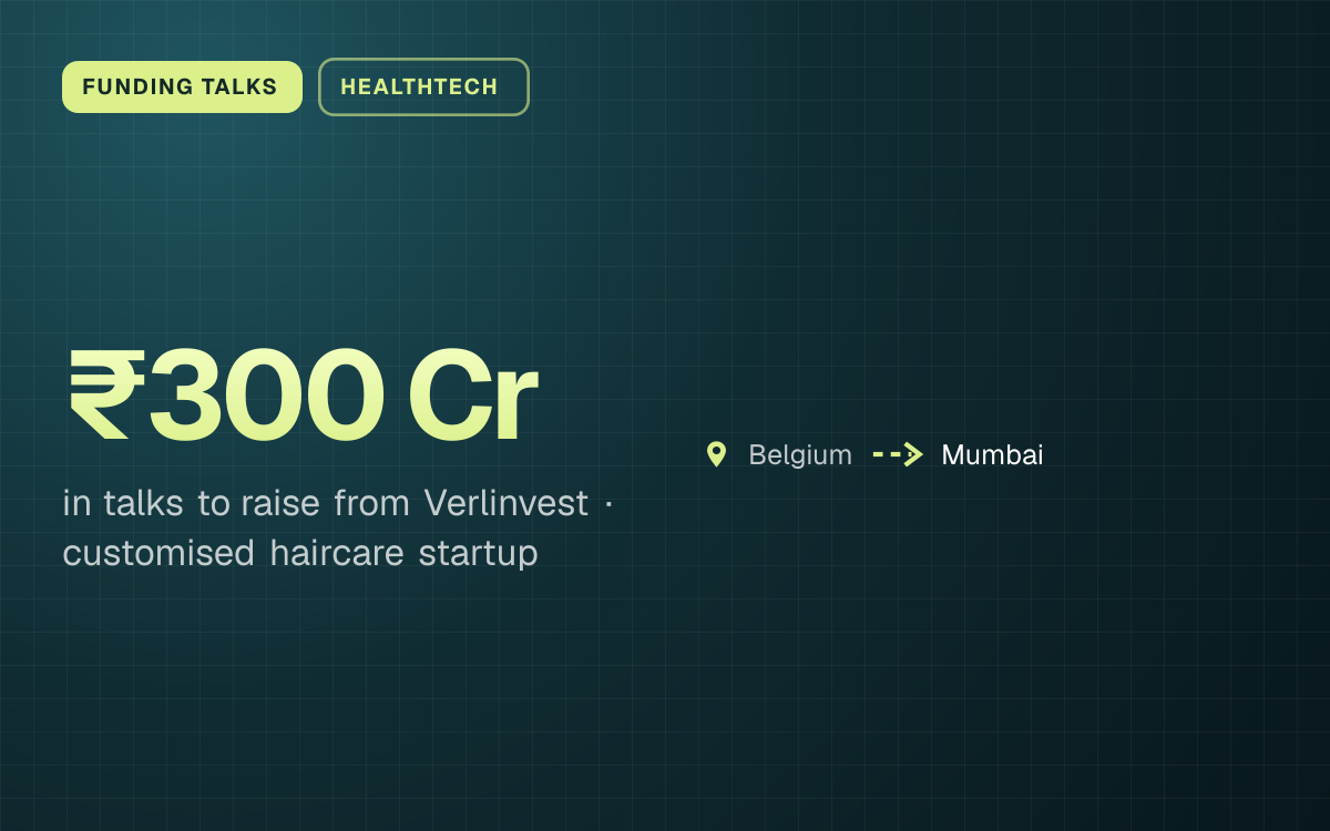 FUNDING TALKS. ₹300 Cr in talks to raise from Verlinvest, customised haircare startup. Belgium to Mumbai.