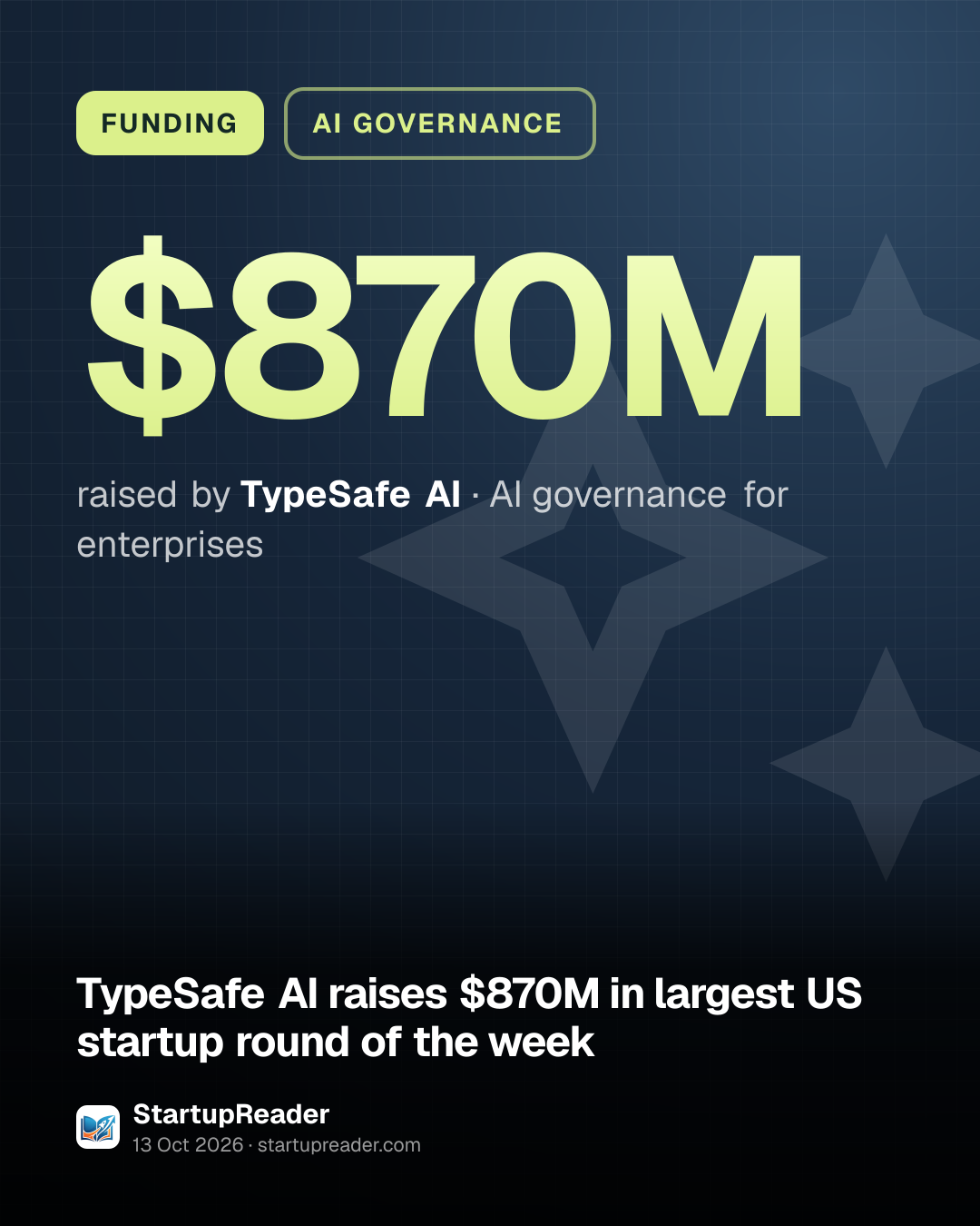 FUNDING. $870M raised by TypeSafe AI, AI governance for enterprises.